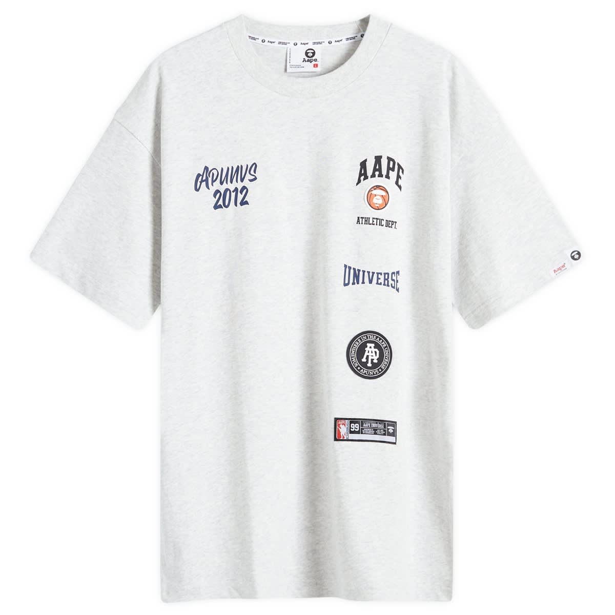 

Футболка Aape Badge Print Crew Neck T-Shirt, цвет Heather White