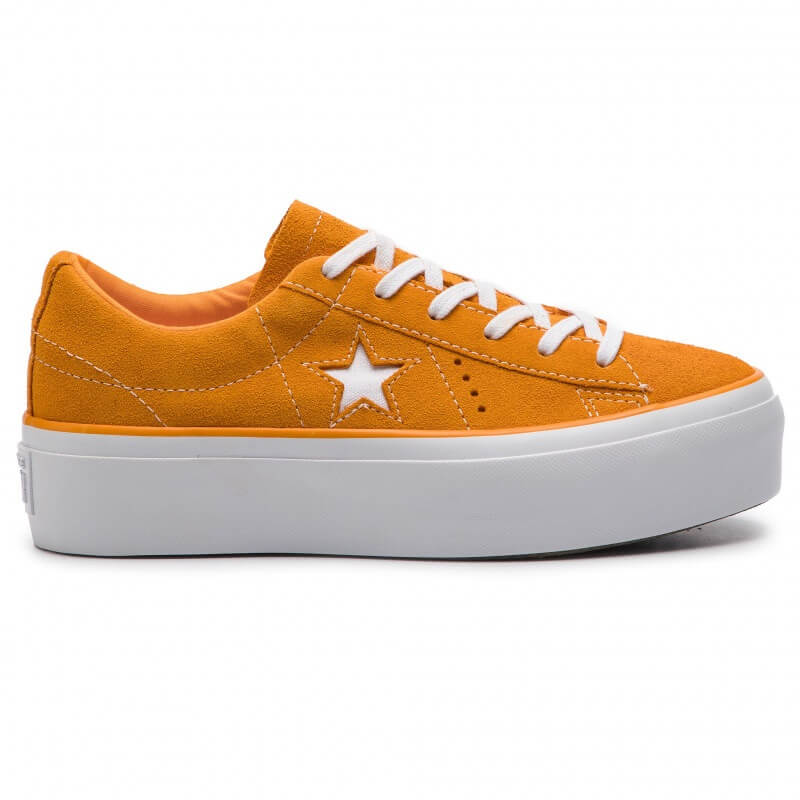 Женские ярко-оранжевые замшевые кеды Converse One Star Platform OX
