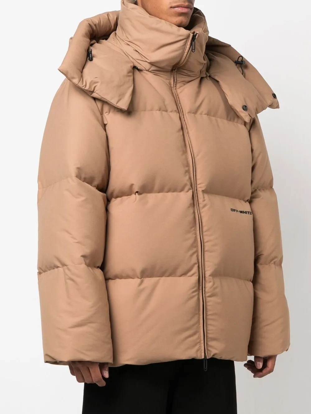 Пуховик Race из канваса OFF-WHITE, коричневый — фото 3