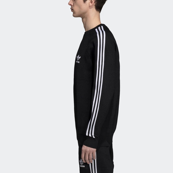 Толстовка adidas originals 3 Stripes Knit Crew Black White, черный — фото 4