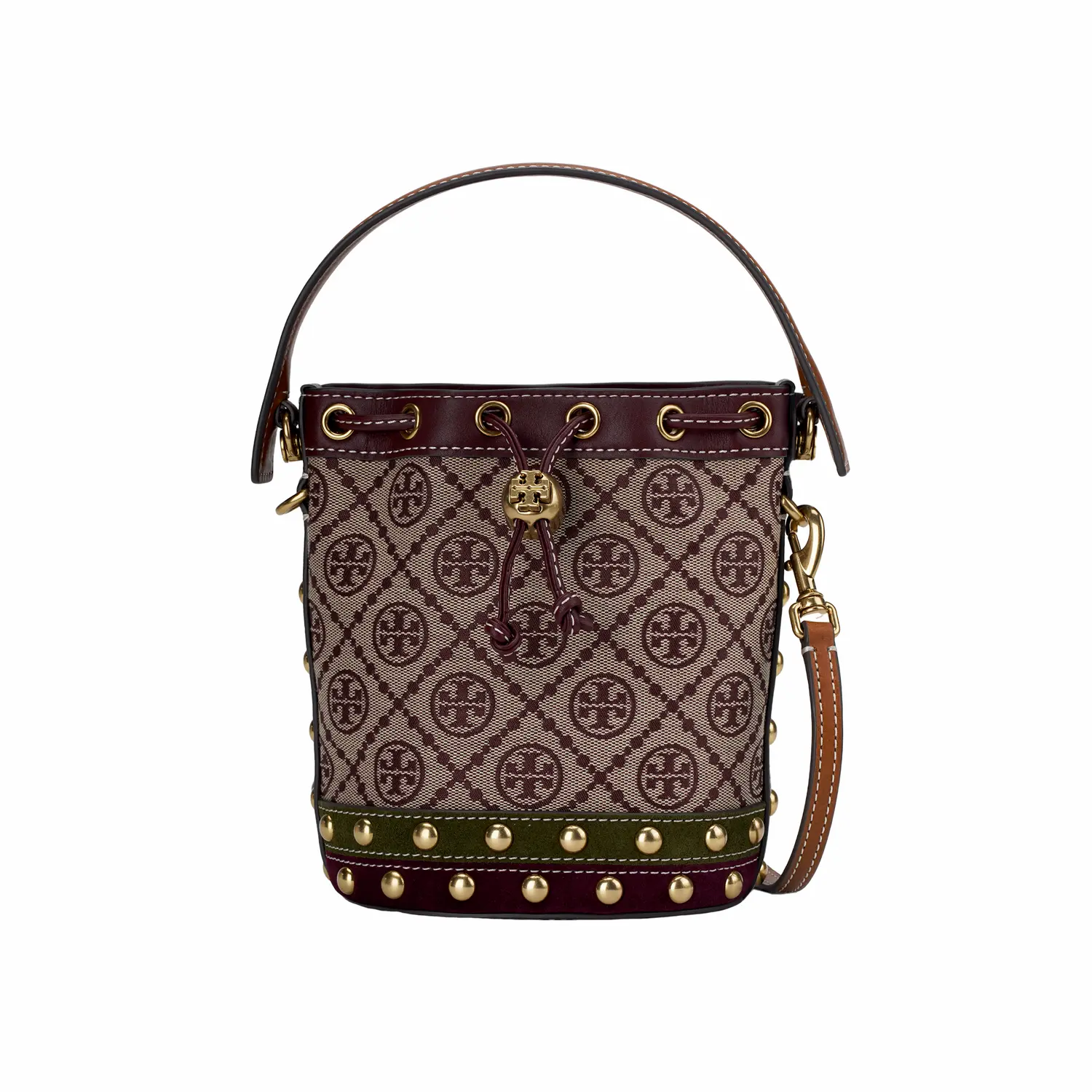 

TORY BURCH Сумка ведро миниатюрная женская с кожаной отделкой