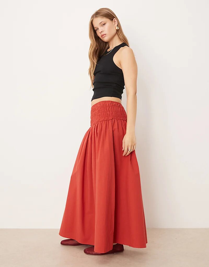 

Юбка макси с присборенной талией ASOS DESIGN красного цвета