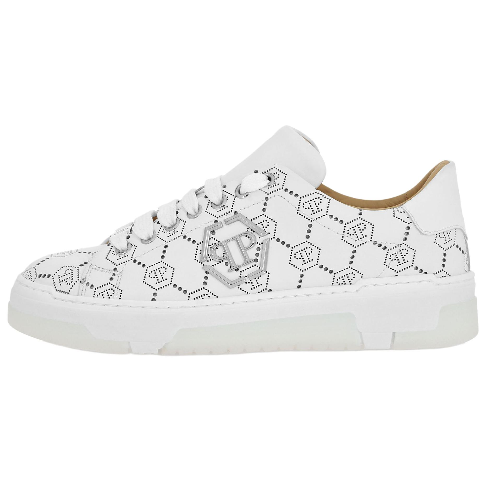 

PHILIPP PLEIN Кожаные низкие скейтерские кроссовки Unisex White