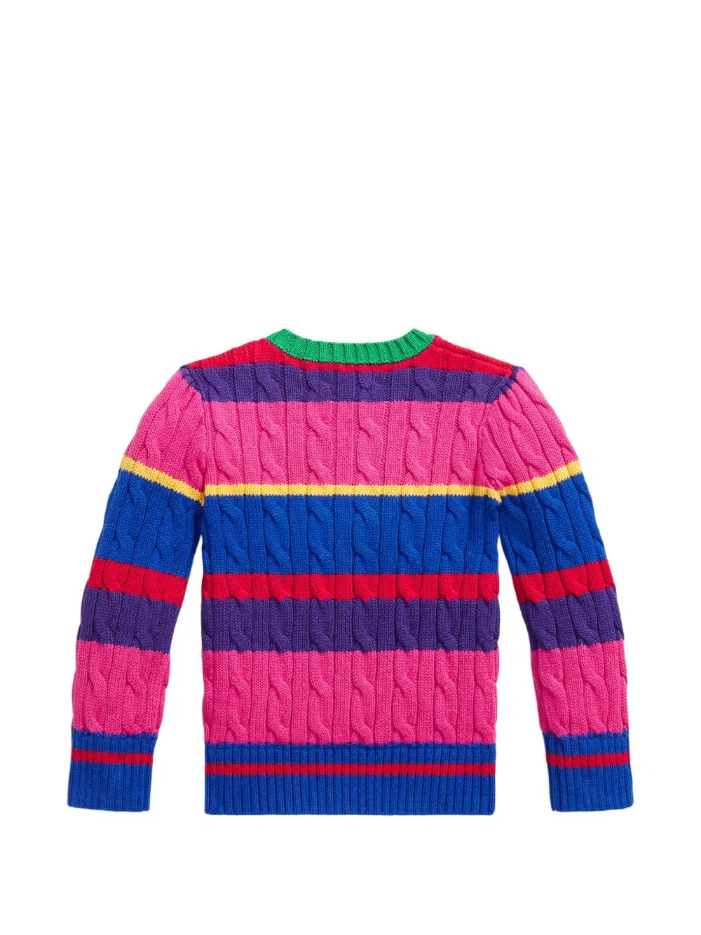 Свитер в полоску крупной вязки Polo Ralph Lauren Kids, розовый — фото 2