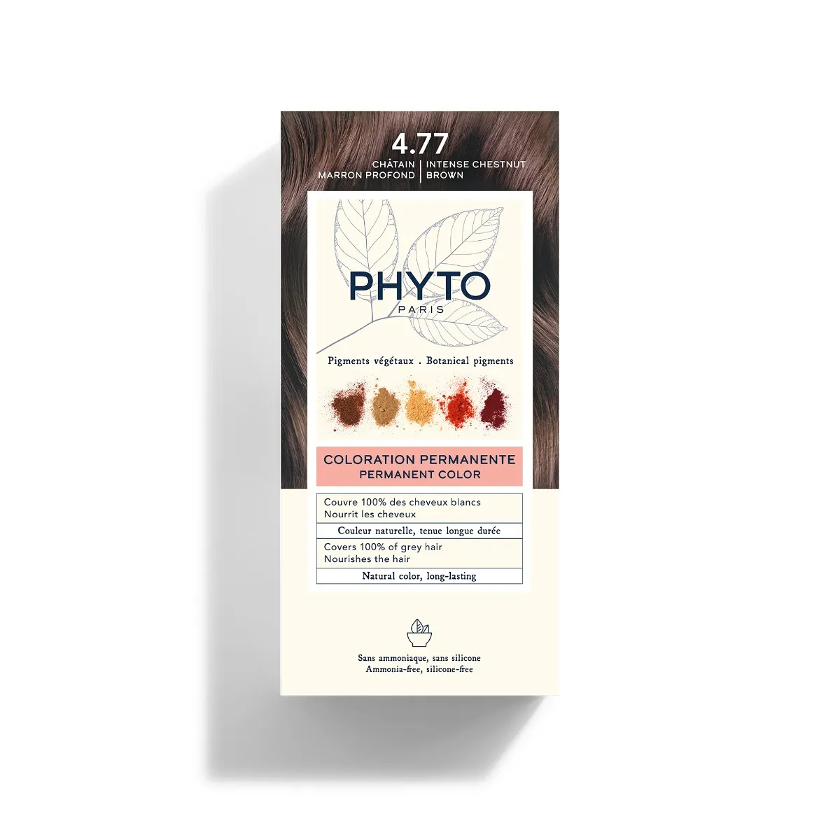 

Phyto Phytocolor 4.77 Интенсивное коричнево-коричневое перманентное окрашивание без аммиака 100% покрытие седых волос