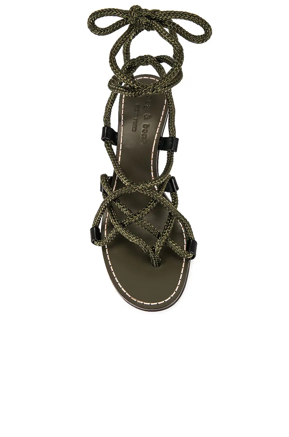 Женские сандалии Rag & Bone Infinity, размер US 8, цвет Olive Night, с завязками на щиколотке и квадратным каблуком, модель KHD737 — фото 4