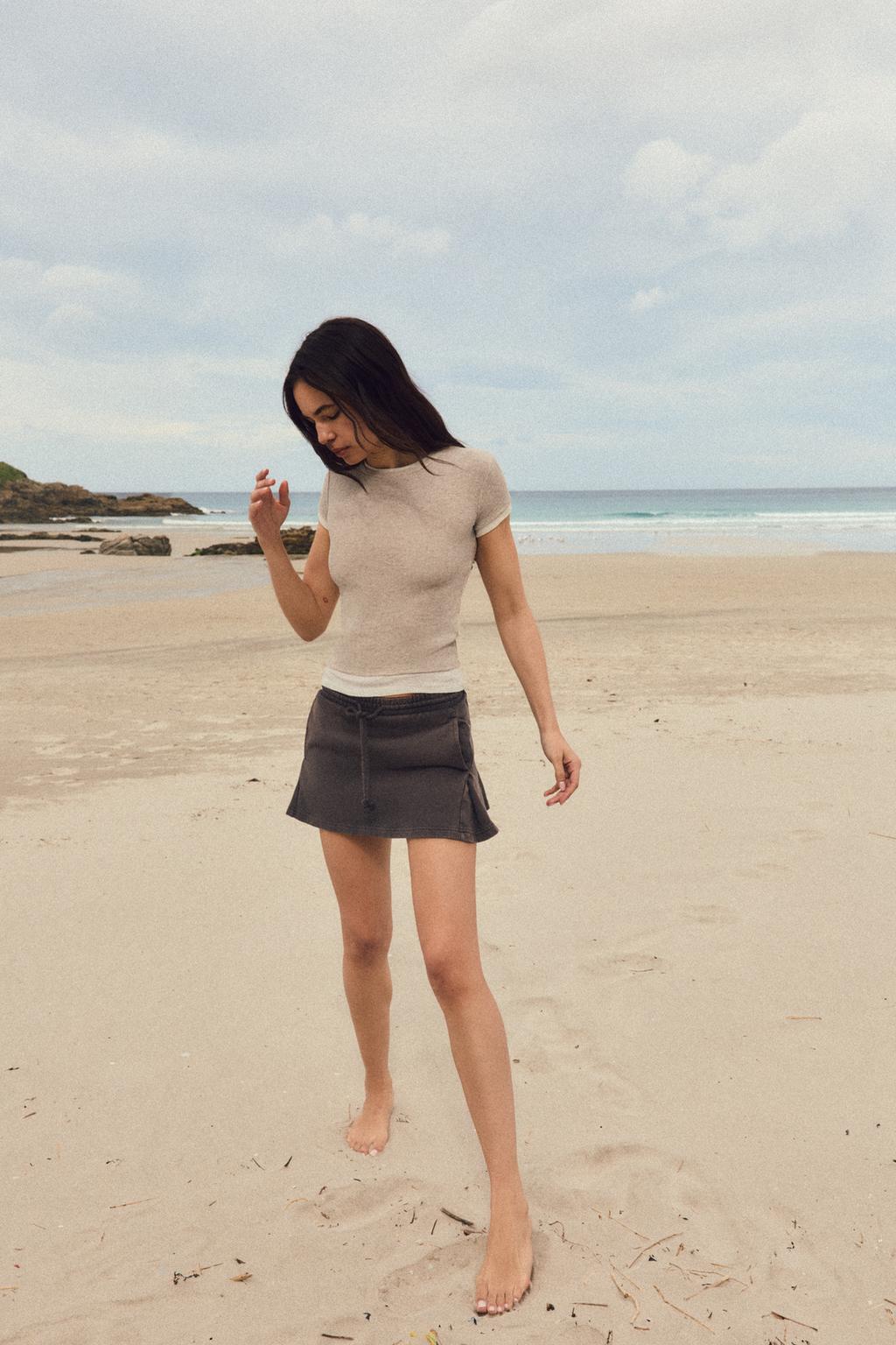 

Двухслойная футболка ZARA, цвет Sand/Marl
