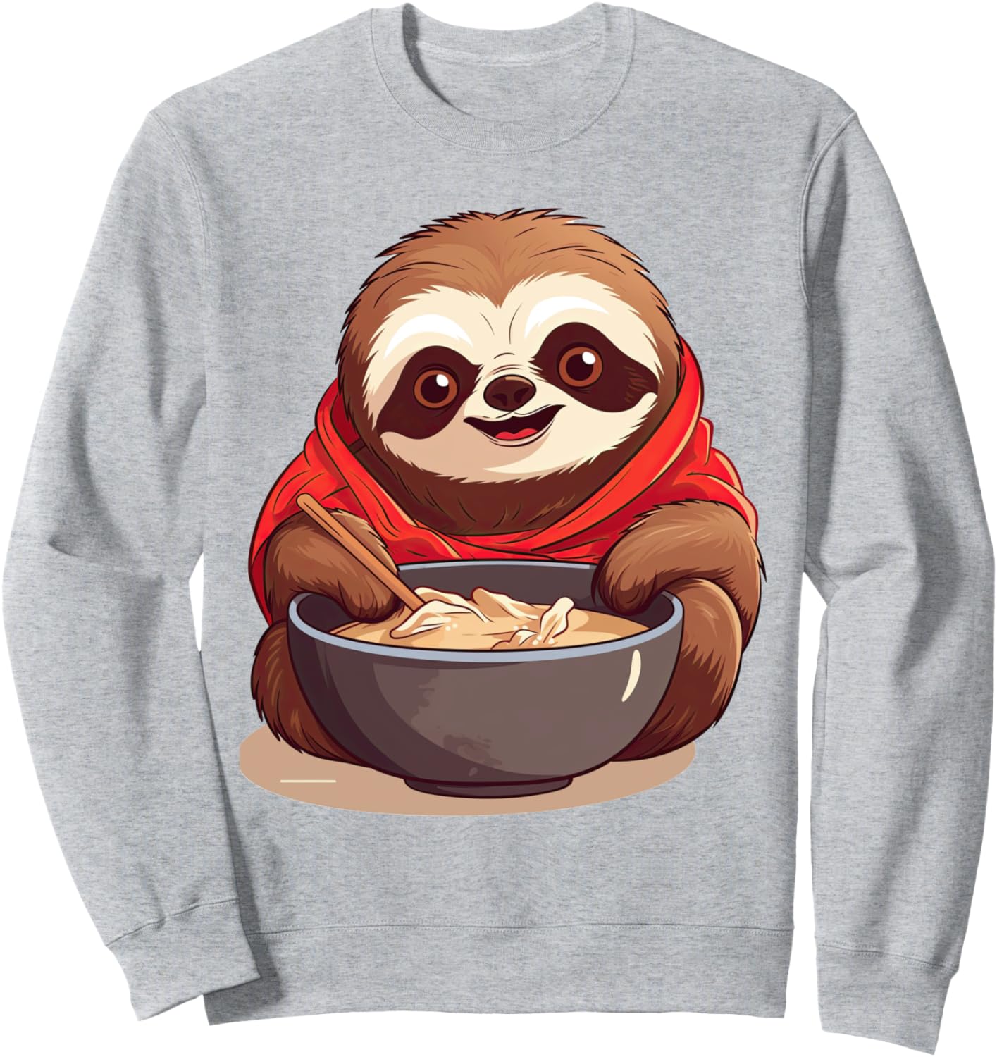 

Рамен с ленивцем, японское аниме, кавай, отаку, лапша, толстовка Japanese Ramen Eating Animal Design, серый