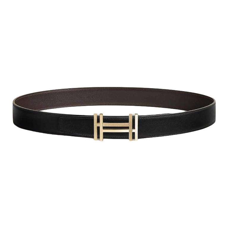 

Кожаные ремни мужские Black/Ebeena ширина 3,2 см HERMES, черный/Ebeena