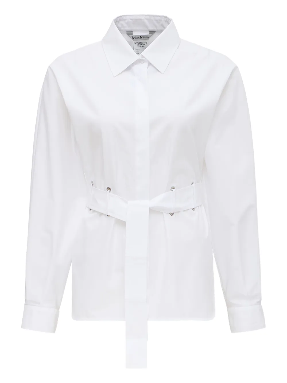 

Рубашка с длинными рукавами и поясом MAX MARA, белый