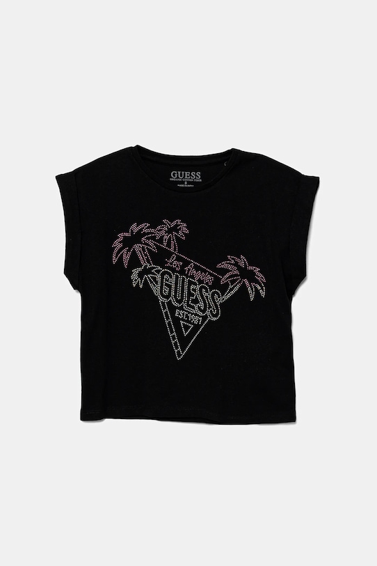 

Детская хлопковая футболка Guess, черный