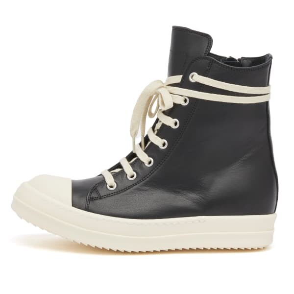 

Высокие кроссовки на шнуровке из кожи Rick Owens, черный