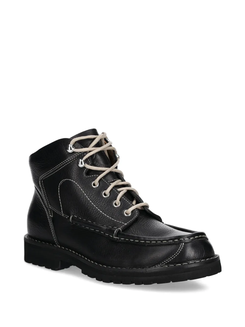 Ботинки на шнуровке с отделкой строчкой Fracap, черный — фото 2