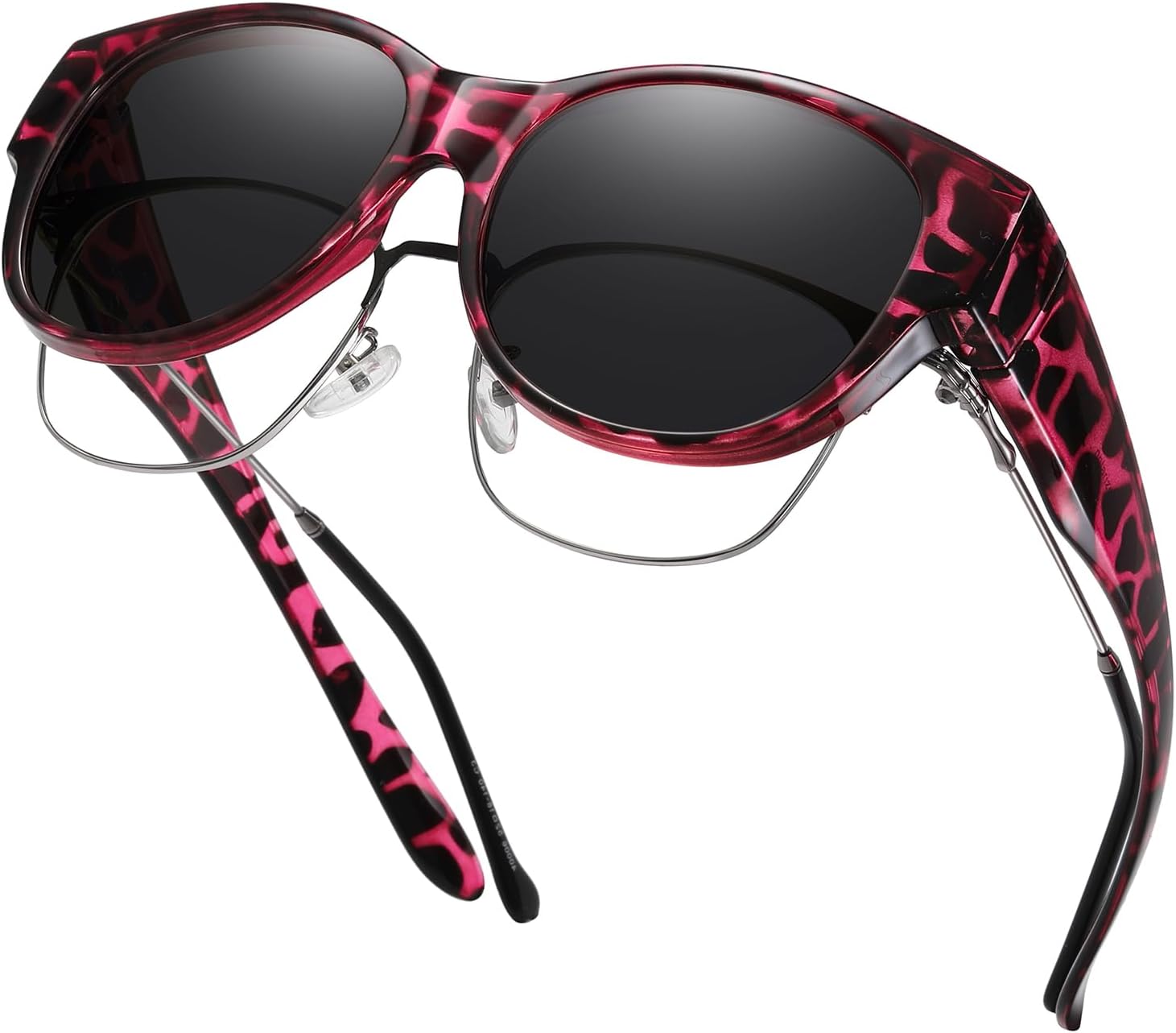 

Солнцезащитные очки GEGURI Fit Over Glasses с поляризацией, для женщин и мужчин, стильный дизайн «кошачий глаз», 100% защита от УФ-излучения, L Size Purple Tortoise Frame Grey Lens