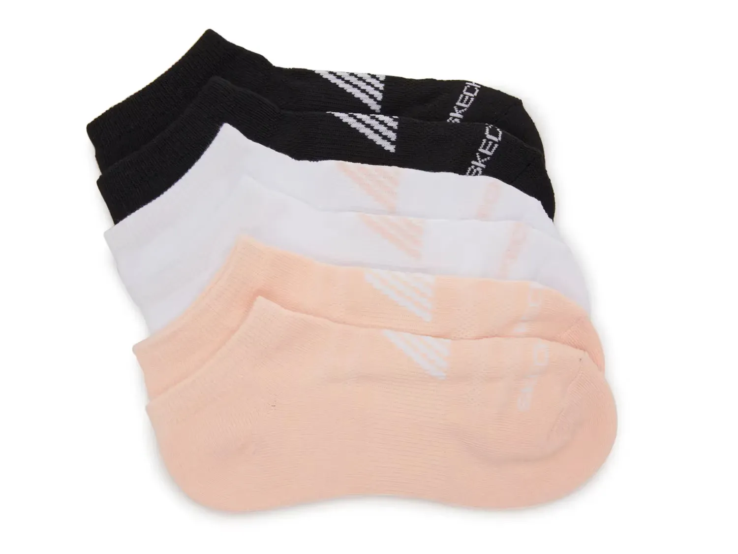 

Женские носки-невидимки - 6 пар Skechers, White/Black/Peach