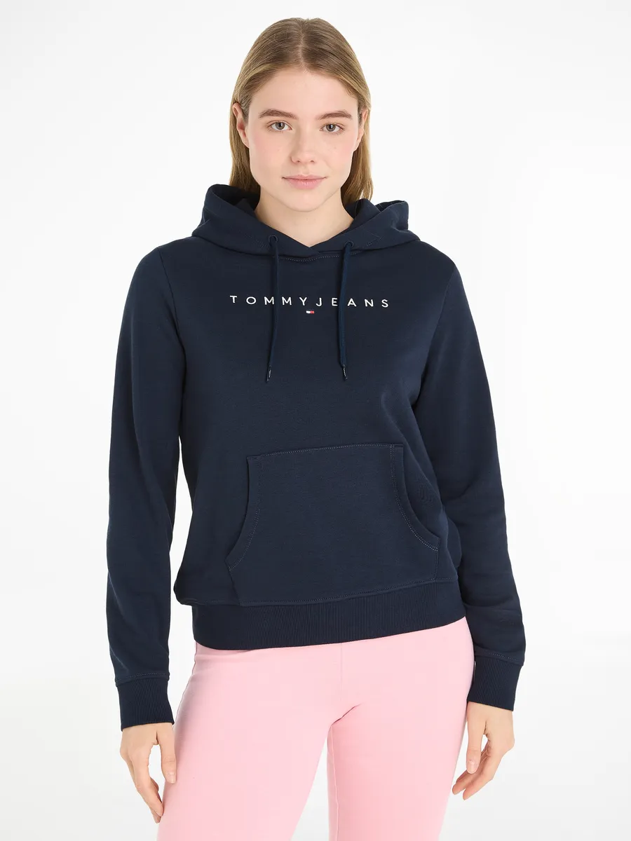 

Толстовка Tommy Jeans с капюшоном "TJW REG LINEAR HOODIE" и надписью-логотипом, синий