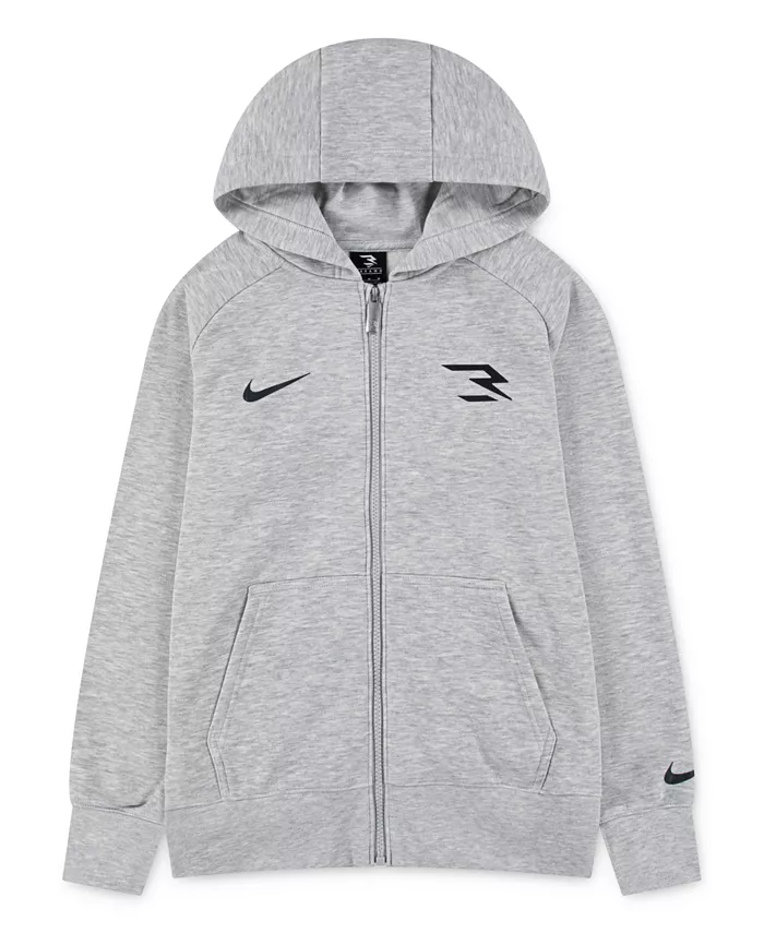 

Толстовка с капюшоном на молнии для больших мальчиков из флиса Nike 3BRAND by Russell Wilson, серый