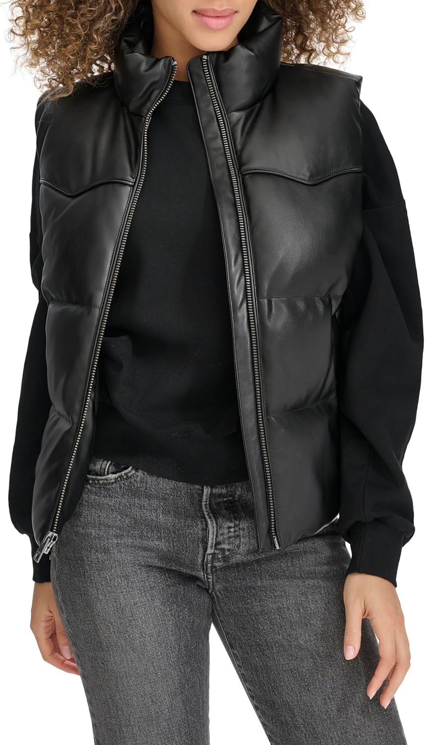 

Женский жилет Levi's Western Puffer, Black Faux Leather