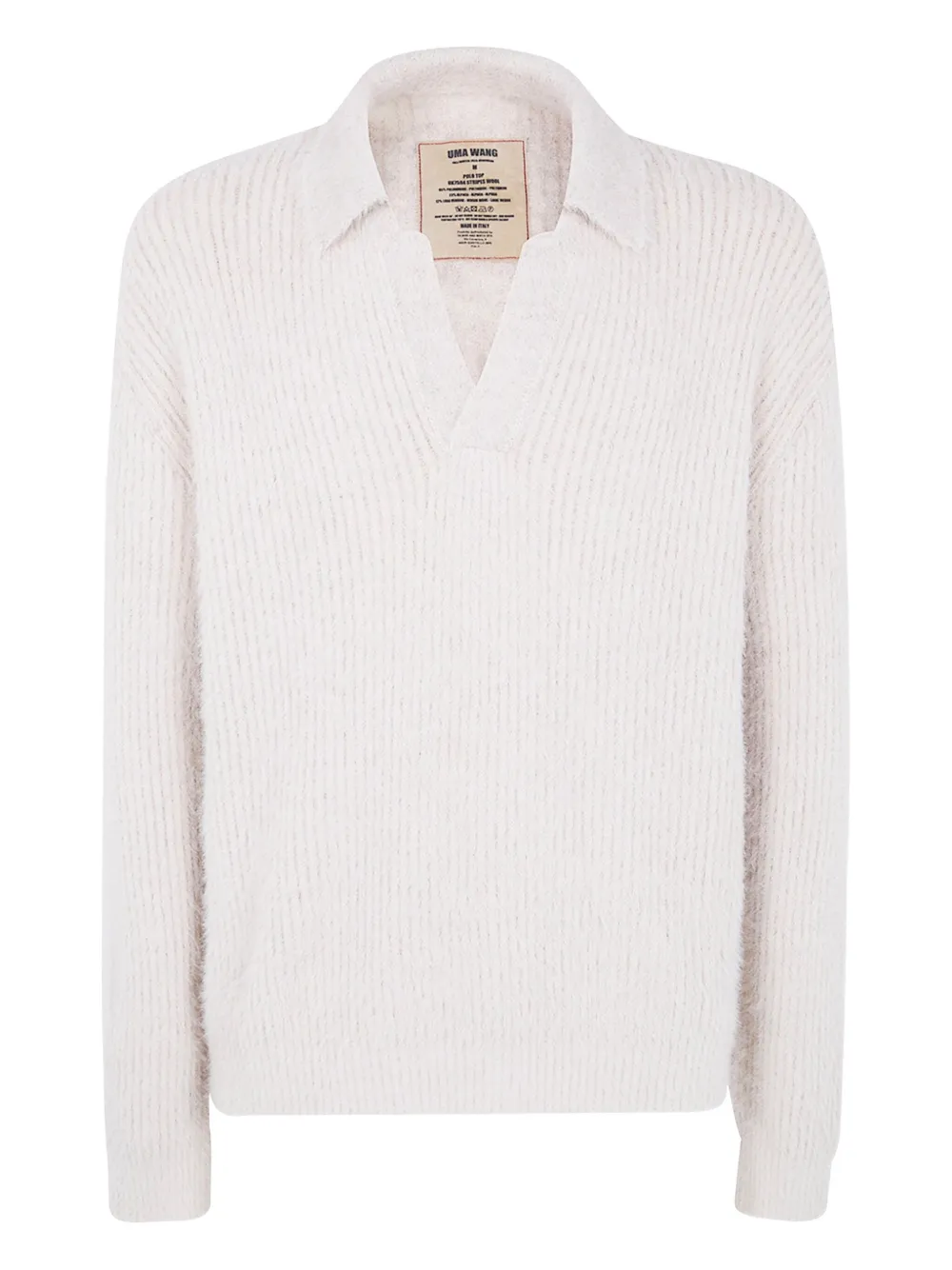 

Ребристый свитер с воротником-поло Uma Wang, нейтральный