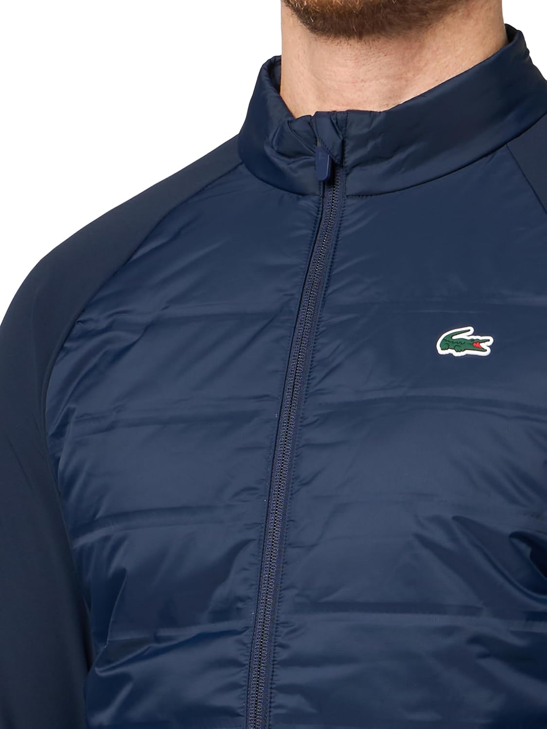 Мужская спортивная стеганая ветровка-гольф Lacoste с высоким воротником, Navy Blue/Navy Blue — фото 3