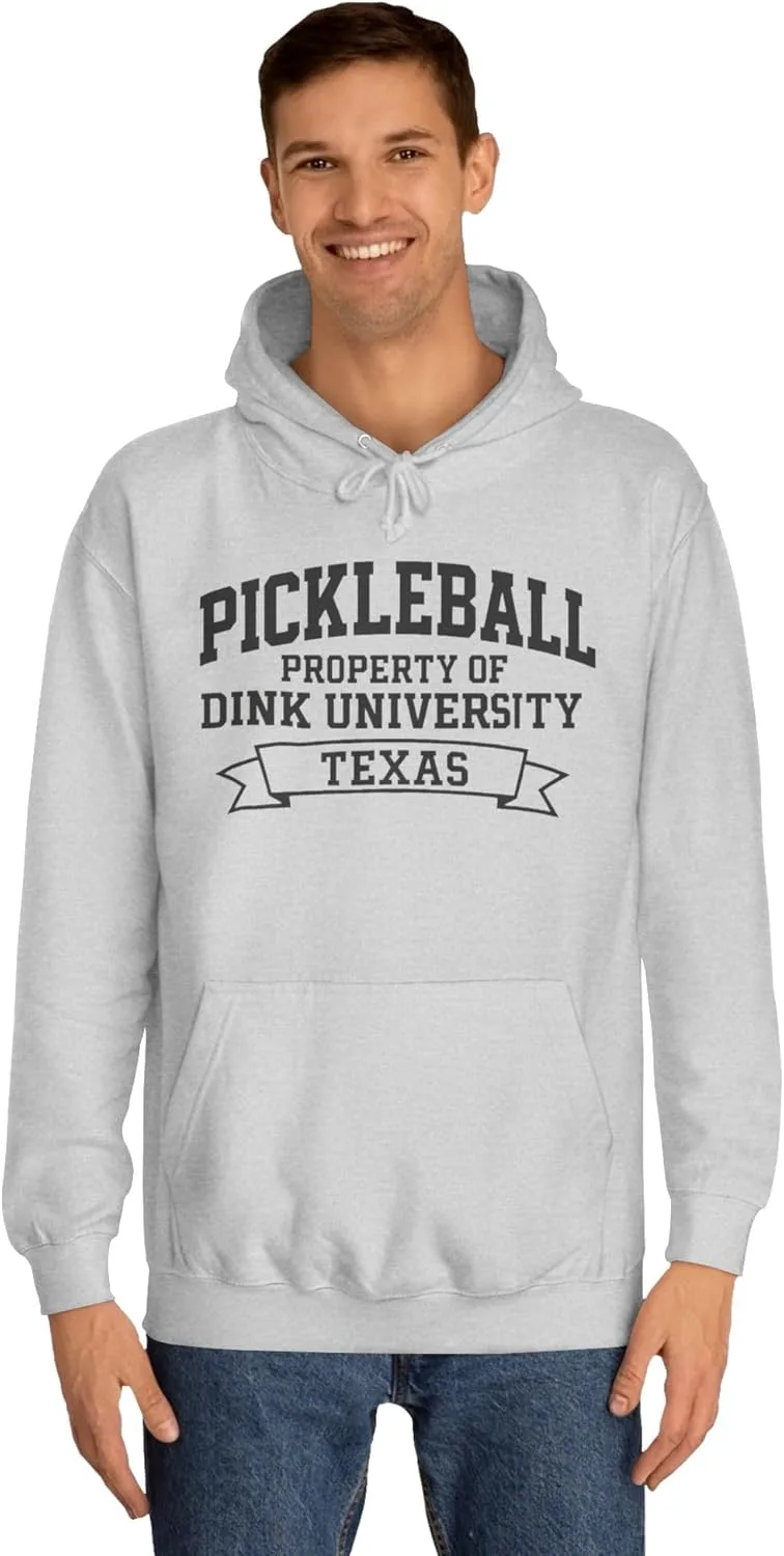 Толстовка с надписью «Pickleball Property of Dink University Texas», толстовка с надписью «Pickleball», университетская толстовка, толстовка унисекс с капюшоном, Dink GENERIC, серый — фото 3