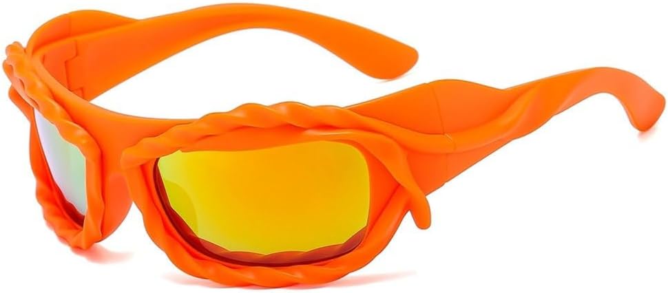 

Винтажные персонализированные солнцезащитные очки неправильной формы для женщин, модные хип-хоп панк солнцезащитные очки для мужчин, стильные и крутые очки MTZJH, Orange Red