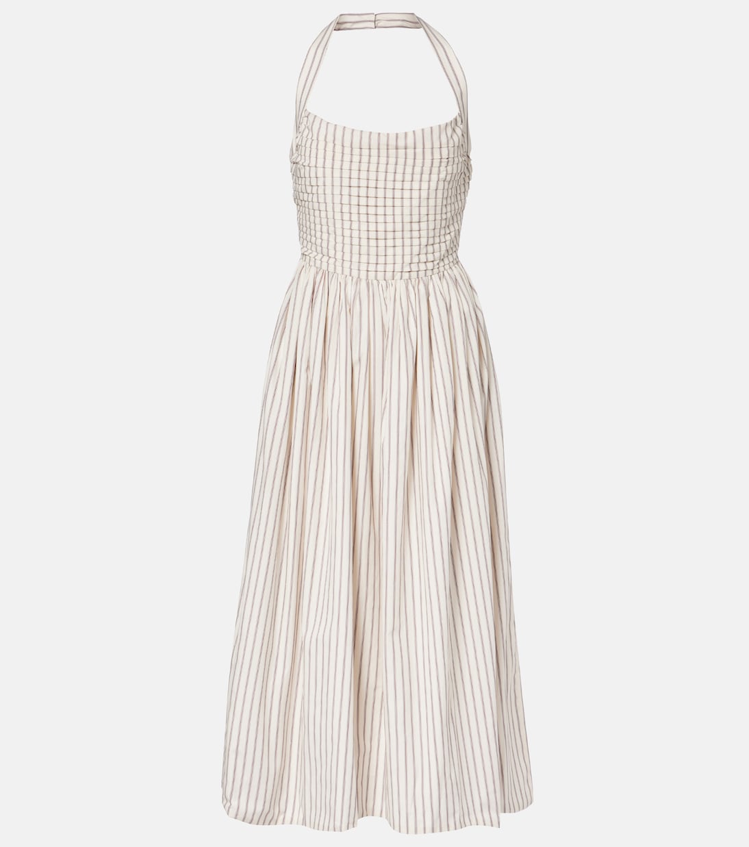 

Платье миди из хлопка в полоску с халтерне Markarian, Burgundy Stripe