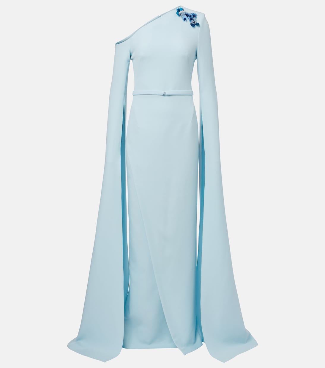 

Креповое платье с декором от Ринны Safiyaa, Baby Blue With Multi-Blues