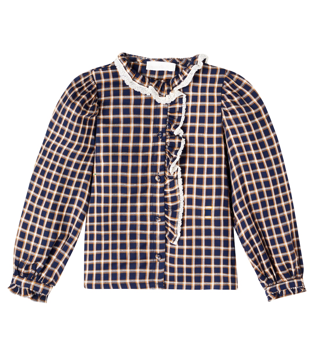 

Рубашка с оборками в клетку Ginevra C'era Una Volta, Blue Check Lurex