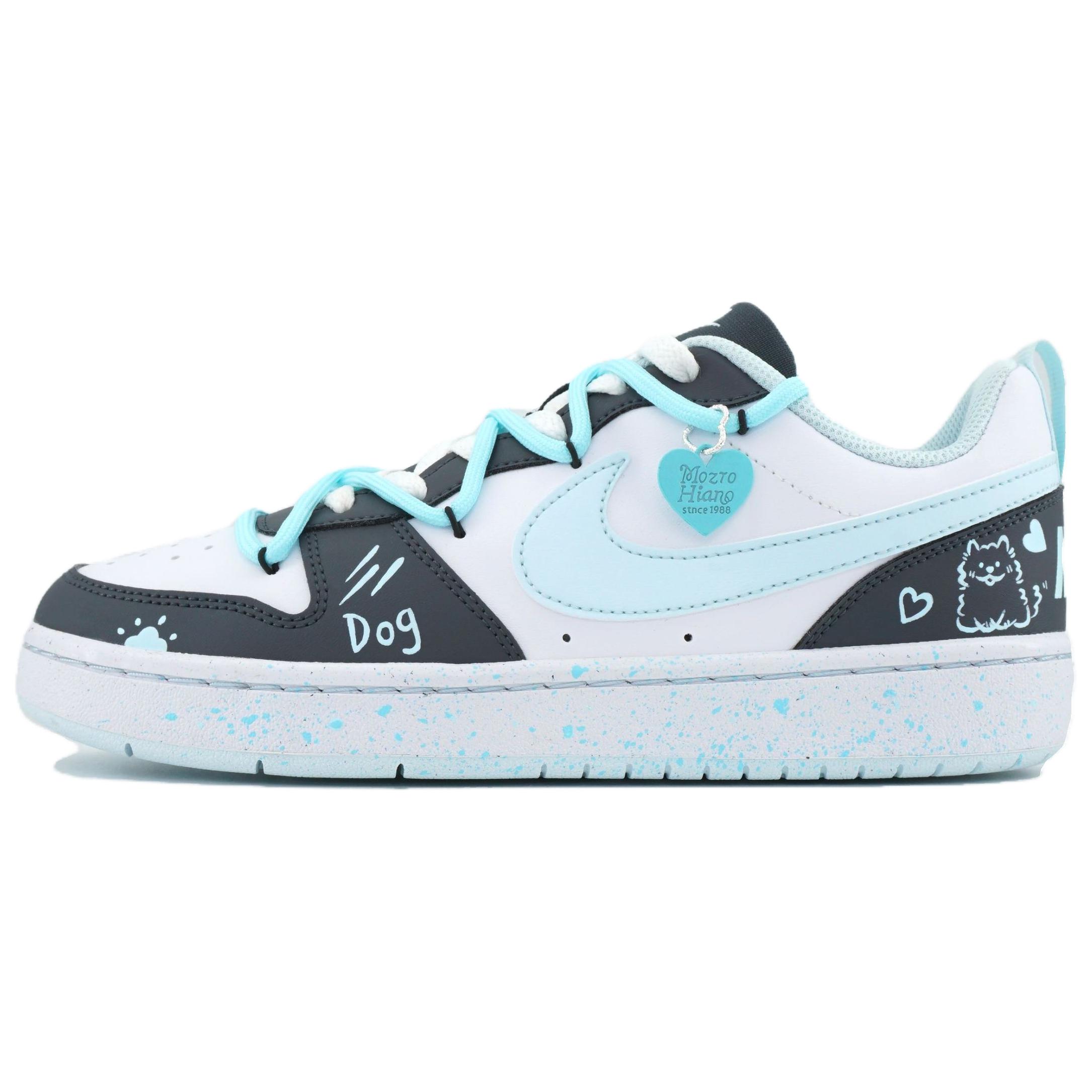

Nike Court Borough Mint Bubbles нескользящие износостойкие низкие детские скейтбординг кроссовки Black Cyan для подростков
