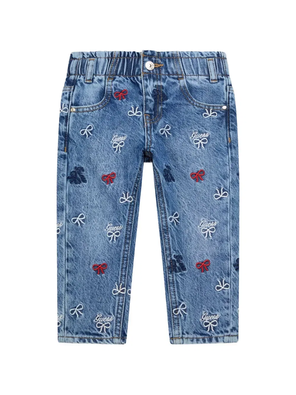 Джинсы с вышитым бантом Guess Kids, синий