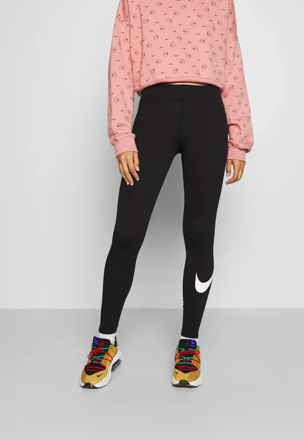 Леггинсы Nike Sportswear W NSW Essntl Lggng Swoosh Mr, черный/белый