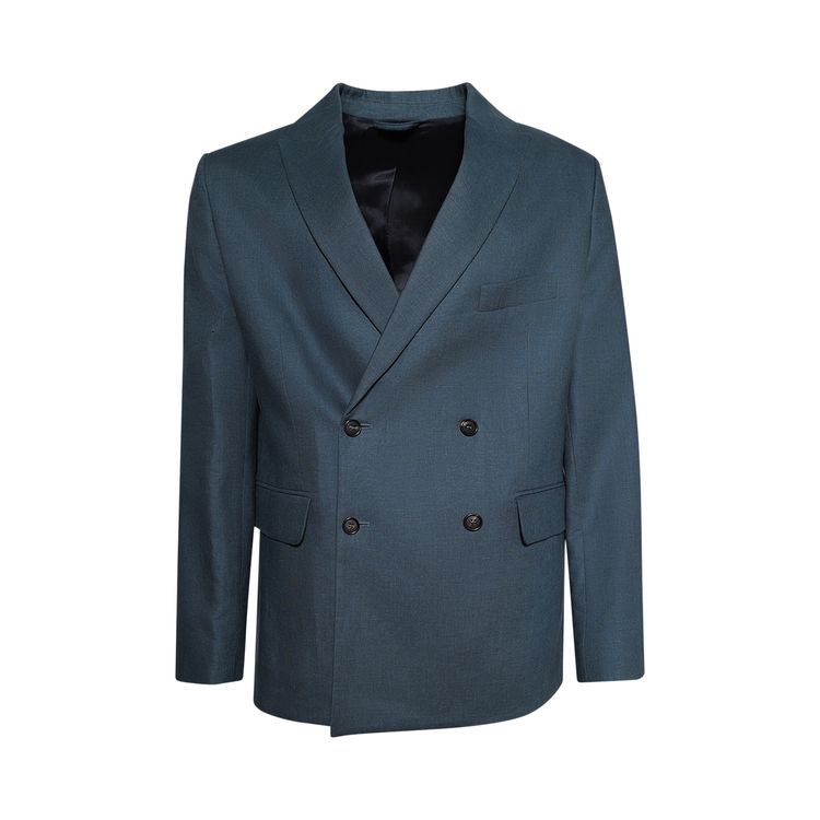 

Куртка Bode Lightweight Linen Double-Breasted Suit Jacket 'Teal', синий