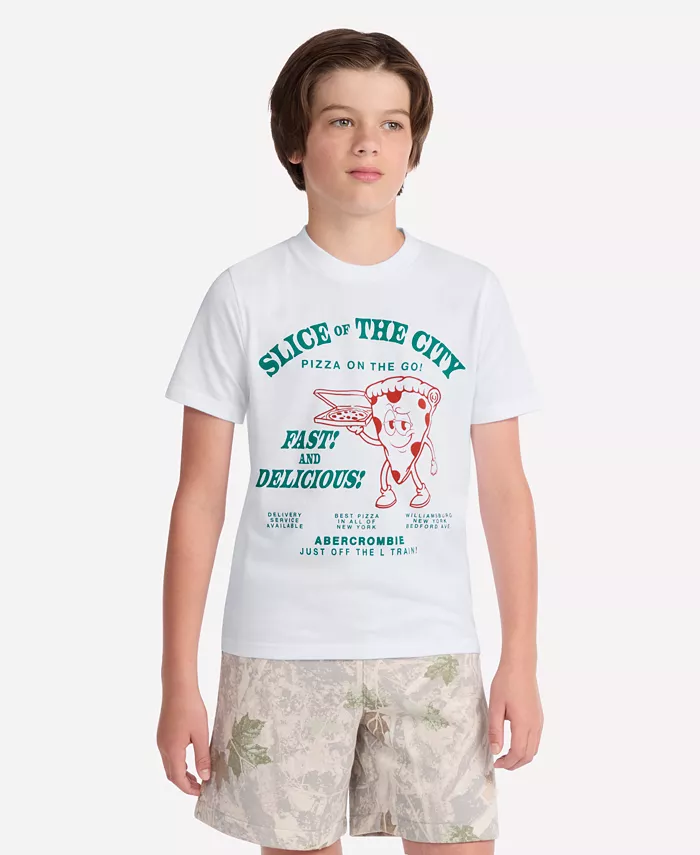 

Майка с коротким рукавом Boys Pizza Slice Abercrombie Kids, белый