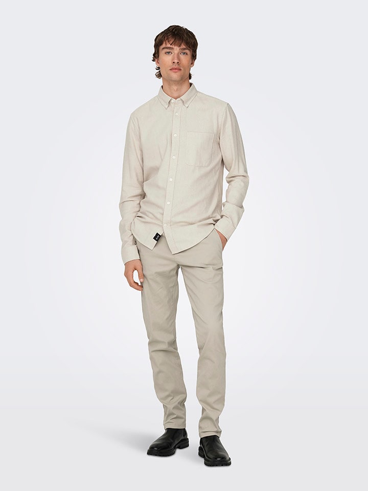 

ONLY & SONS Рубашка "Гудмунд" бежевого цвета