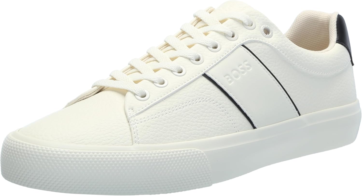 

BOSS мужские кожаные кроссовки Aiden Logo Block низкие, Natural Oat