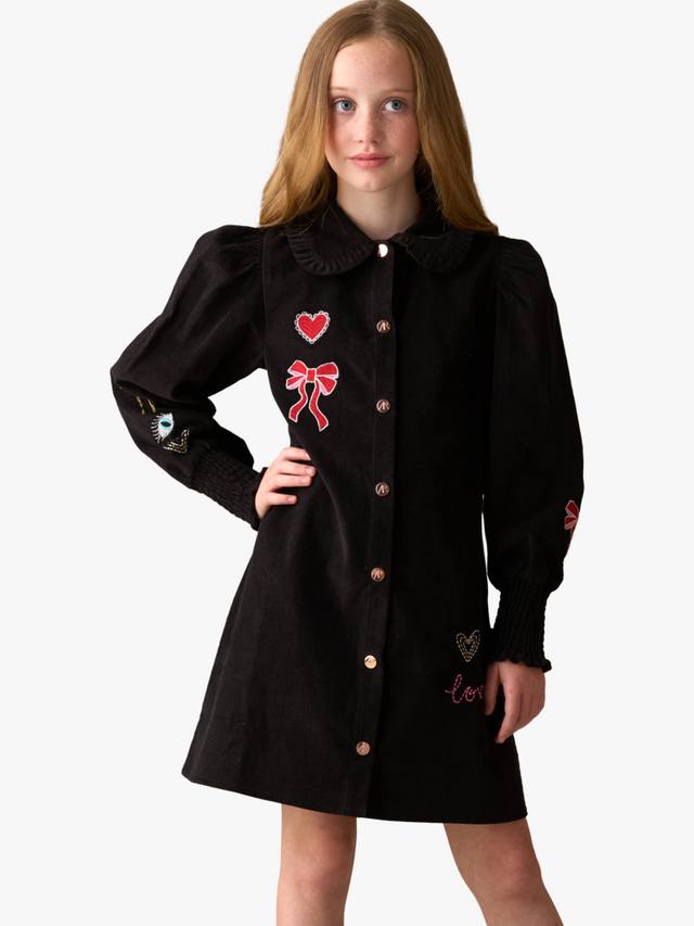 

Детское платье-рубашка Connie из вельвета Angel & Rocket, Black