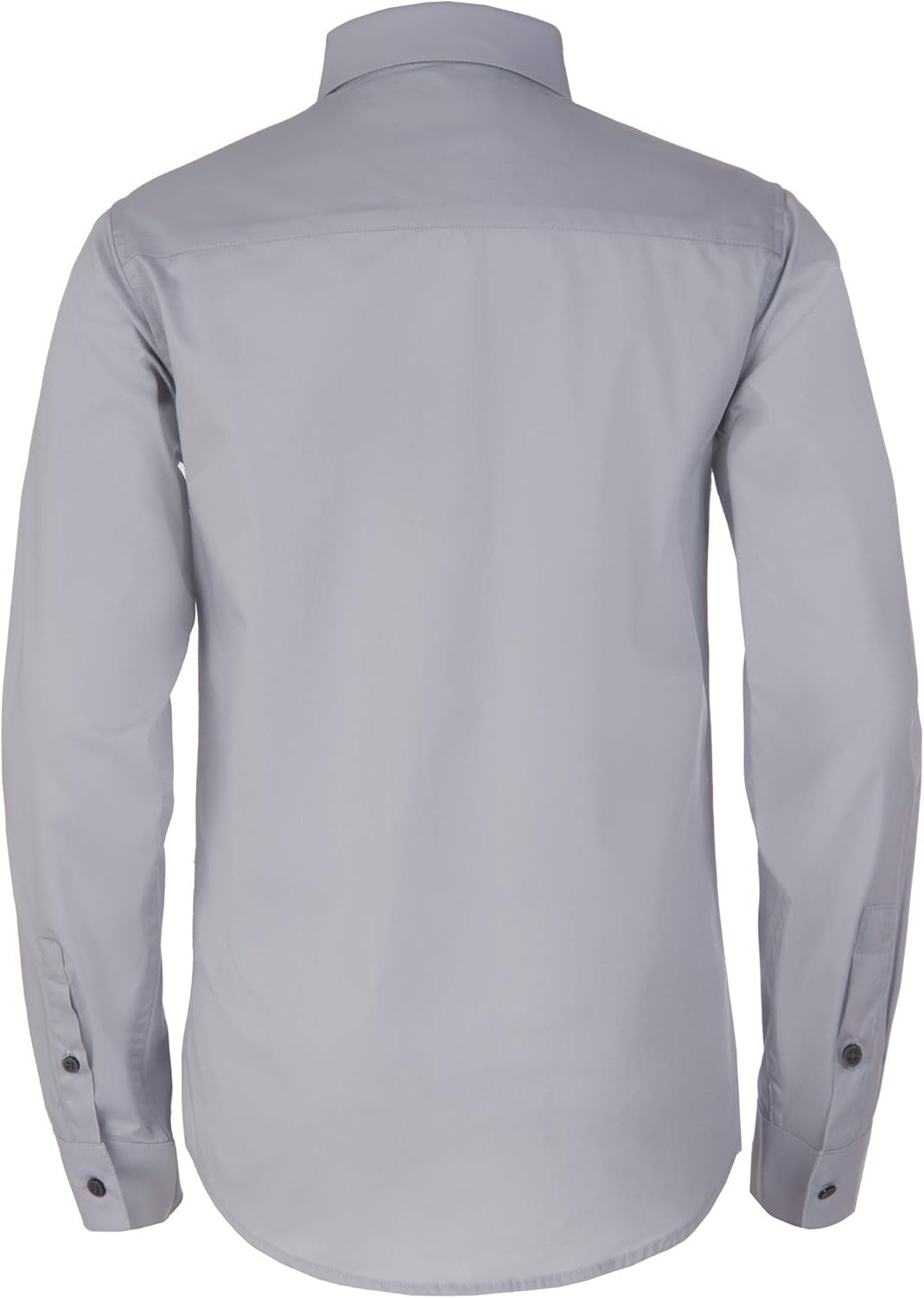 Рубашка Calvin Klein Boys Slim Fit с длинным рукавом, застегивающаяся на пуговицы, с манжетами и отложным краем, Silver Metal — фото 2