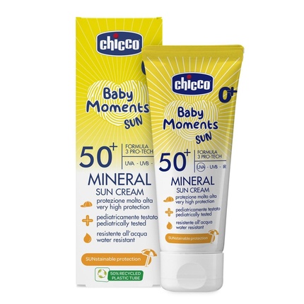 

Chicco Минеральный солнцезащитный крем Spf 50+ для детей, водостойкий, отличная защита от UVA, UVB и инфракрасного излучения, 75 мл