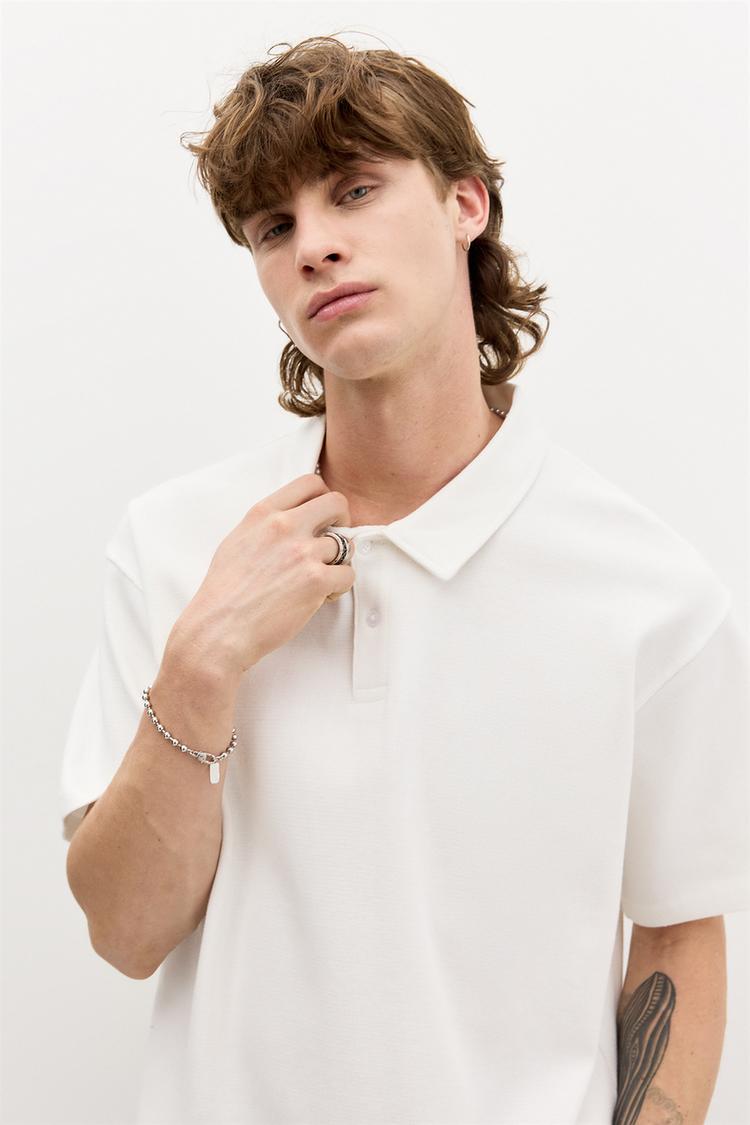 

Рубашка поло с коротким рукавом Pull And Bear, белый
