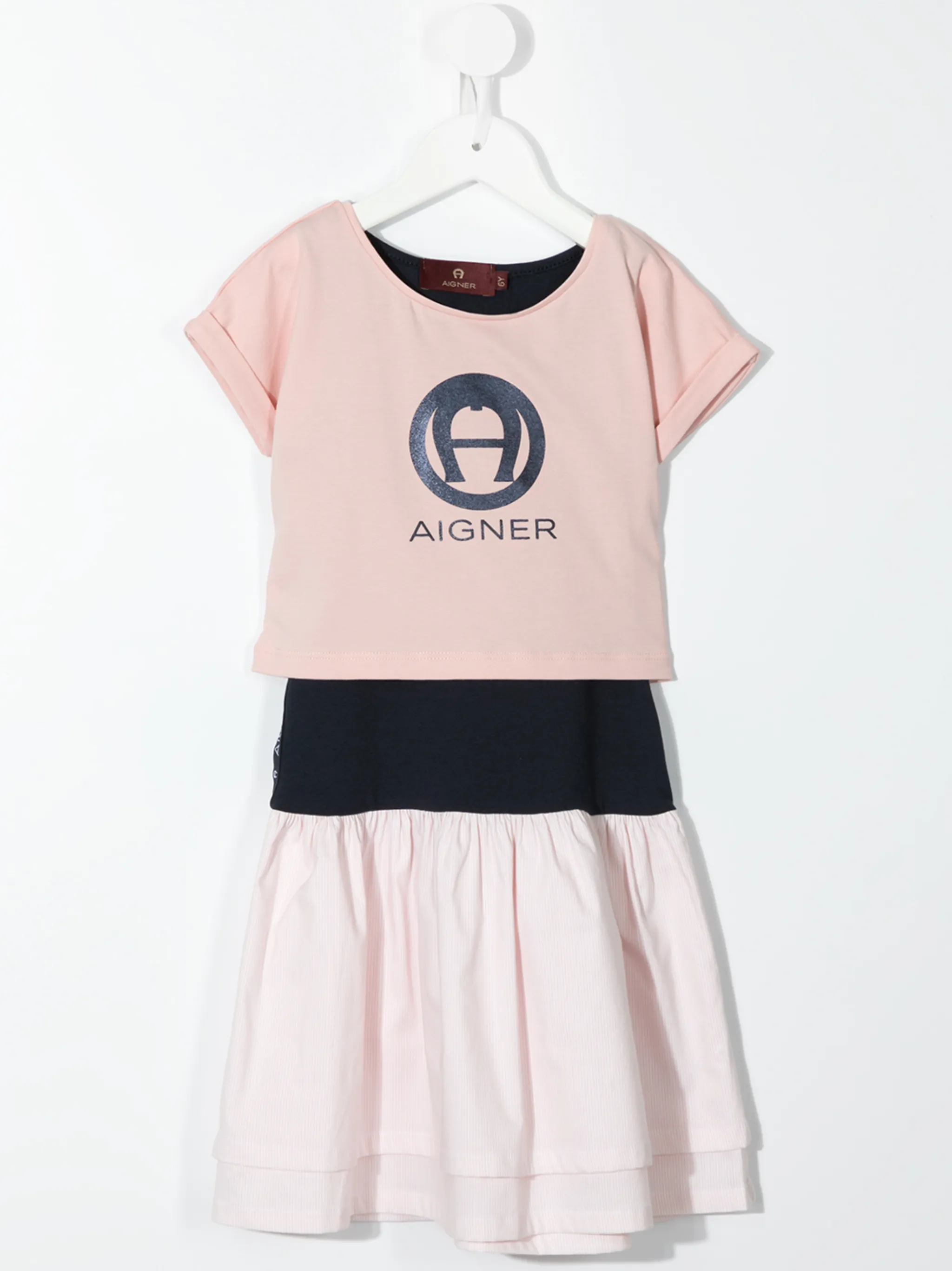 Многослойное платье-футболка А-силуэта Aigner Kids, розовый — фото 2