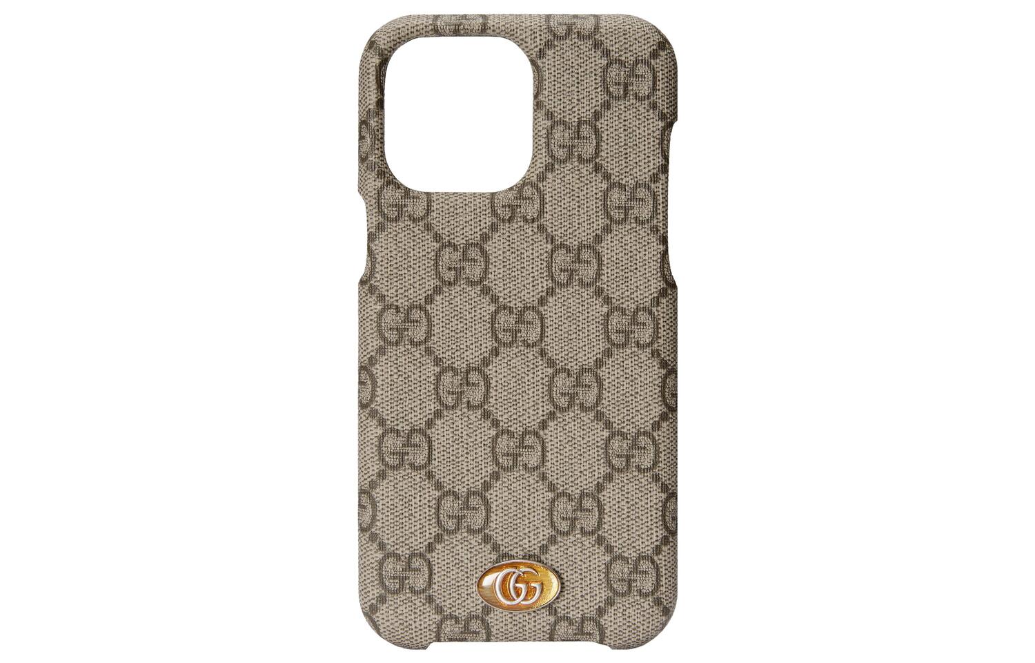 

GUCCI Чехол для iPhone 14 Pro Max и сумка Ophidia Canvas мужские бежевые и черные, Beige & Ebony