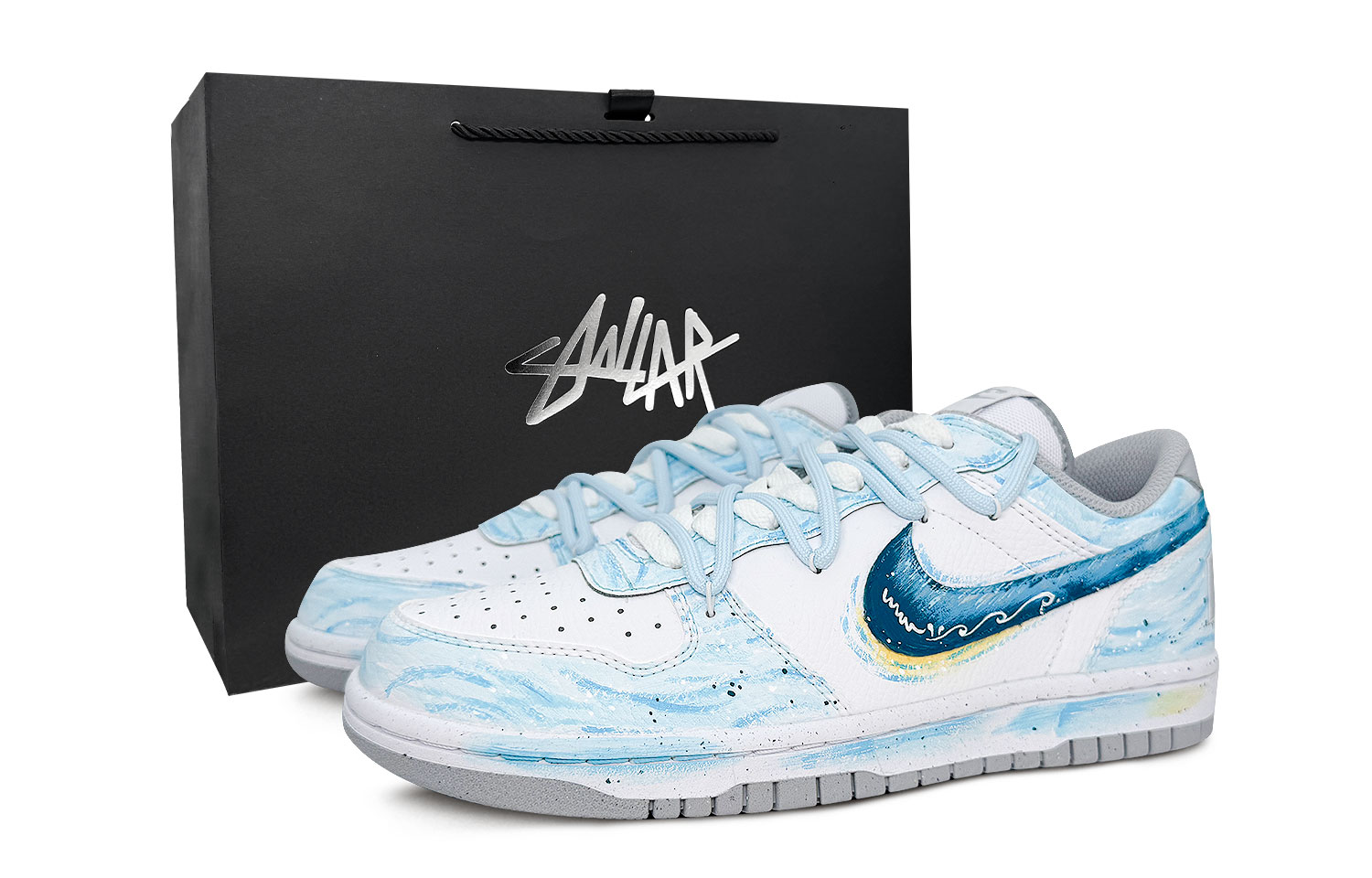 

Большие низкие кроссовки для скейтбординга мужские blue Nike, синий белый (Special Shopping Bag)