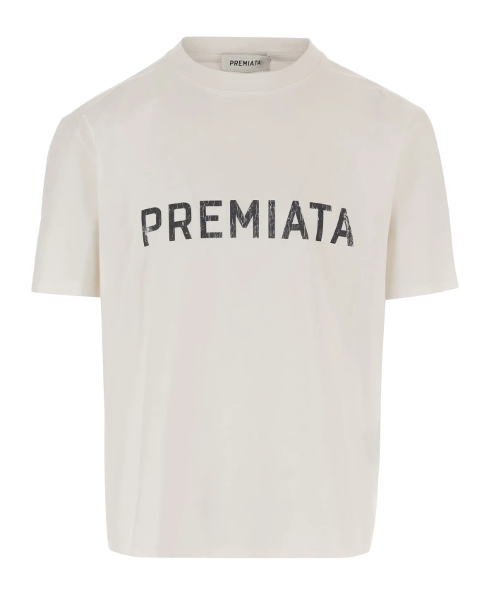 

Хлопковая футболка с графическим принтом и логотипом, белая. Premiata, белый