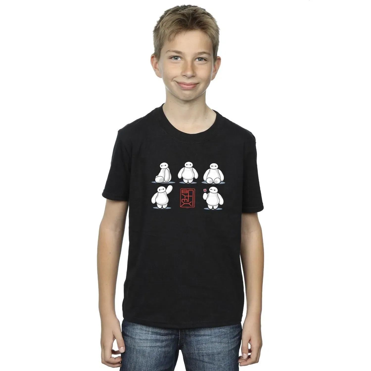 Футболка детская с принтом Big Hero 6 Baymax Disney, черный