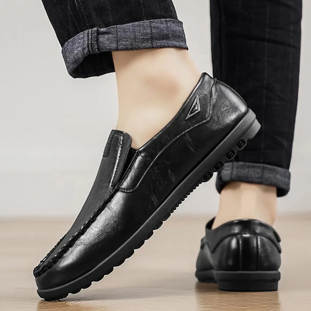 Туфли лоферы кожаные Mens Loafers, 9900 Black Adornosbt — фото 2