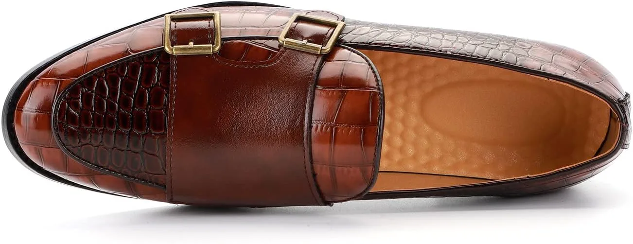 

Мужская одежда Santimon Туфли-лоферы Double Monk Strap Slip On Locasters Formal Business Casual Dress Shoes для мужчин, коричневый