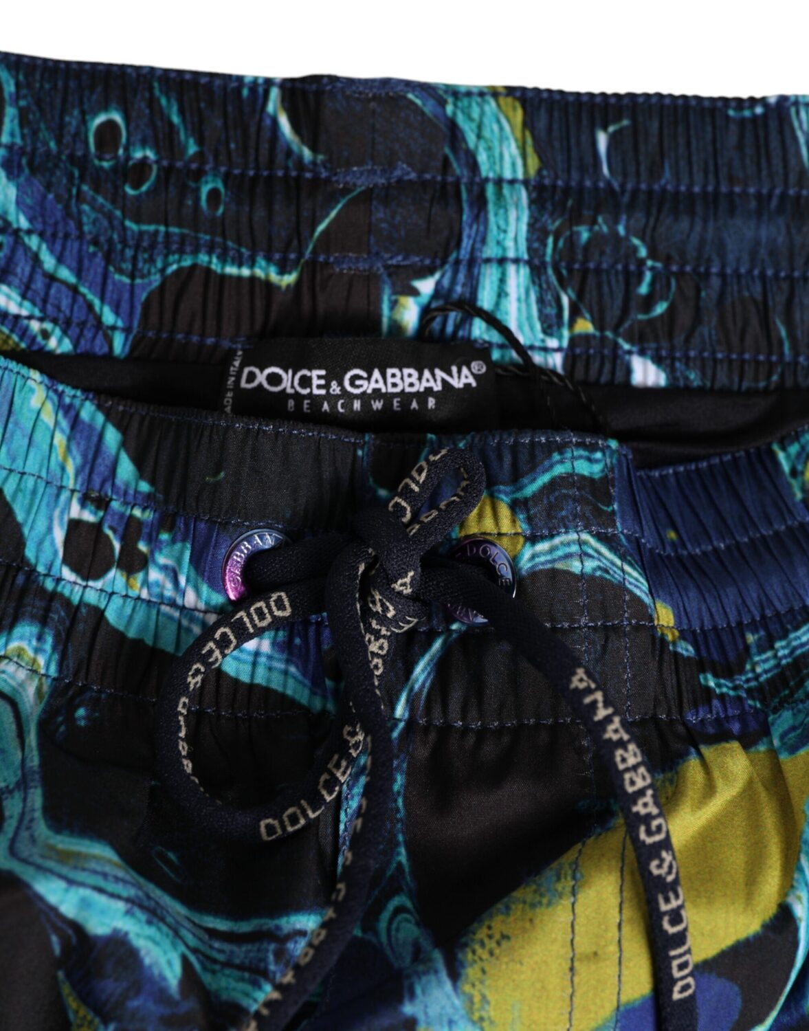 Мужские плавки-боксеры с синим мраморным принтом и логотипом Dolce & Gabbana, синий — фото 3