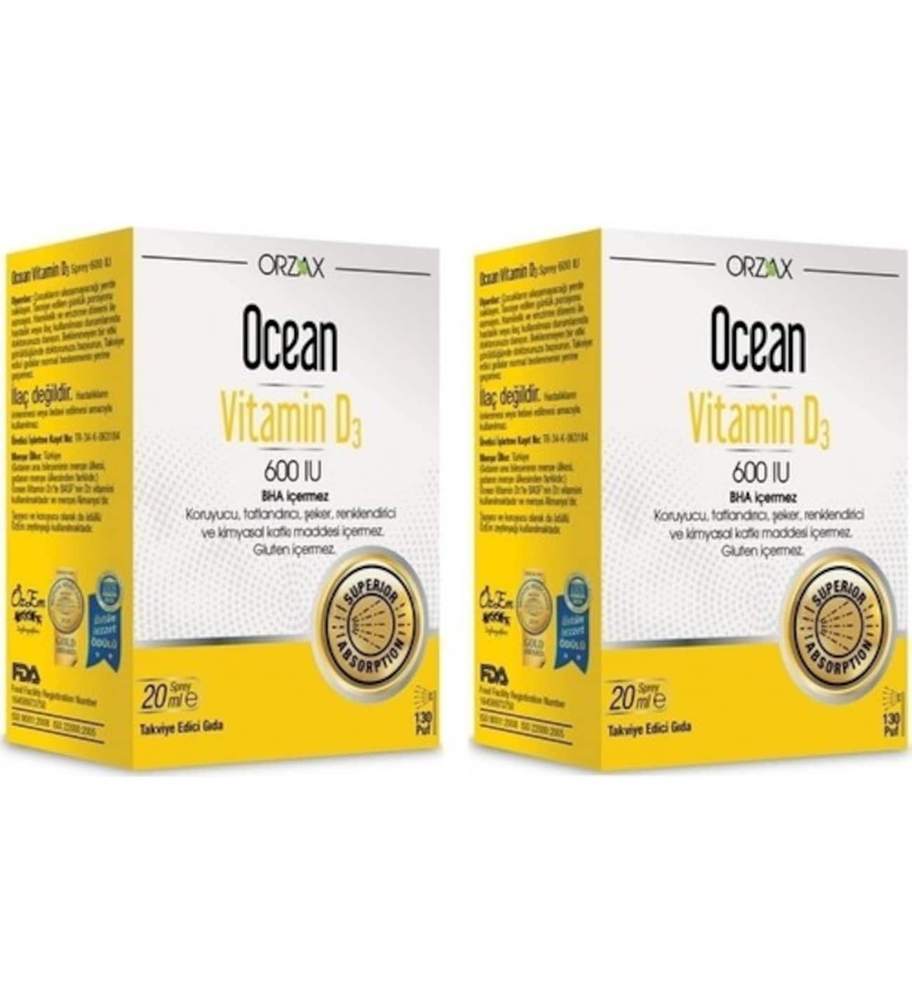 

Ocean Vitamin D3 600 МЕ спрей 20 мл 2 шт. ORZAX