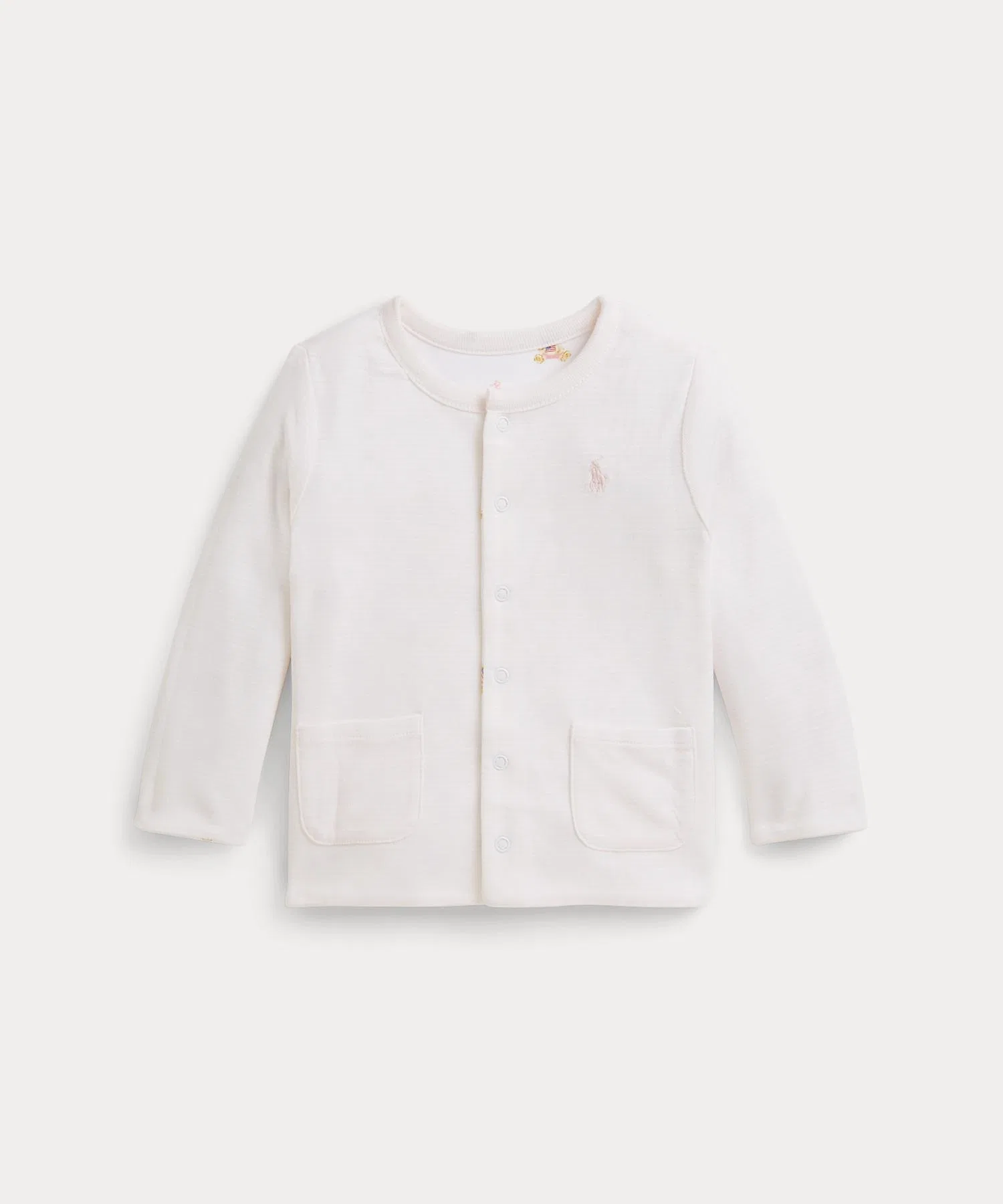 Детская хлопковая двусторонняя куртка с рисунком Polo Ralph Lauren белая — фото 4